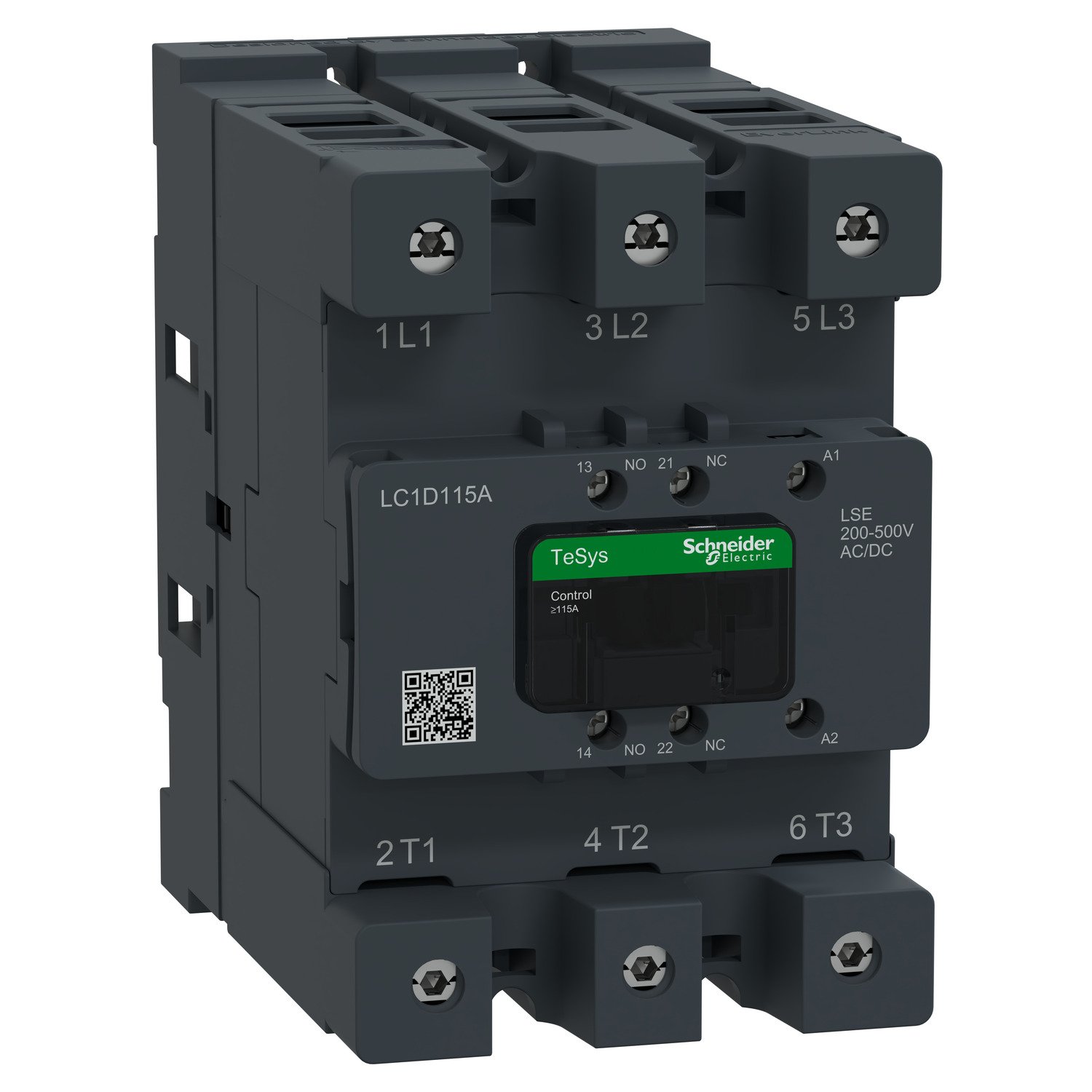 Schneider Electric LC1D115ALSE TeSys Deca Advanced contactor, 3P, 115A, EverLink terminals