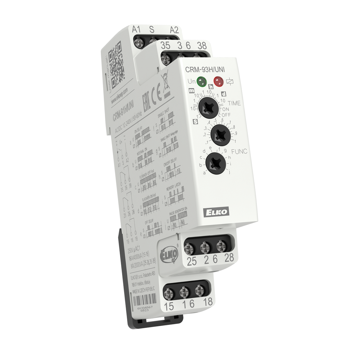 ELKO EP CRM-93H/UNI multifunction time relay, universal AC/DC 12-240V, DIN rail