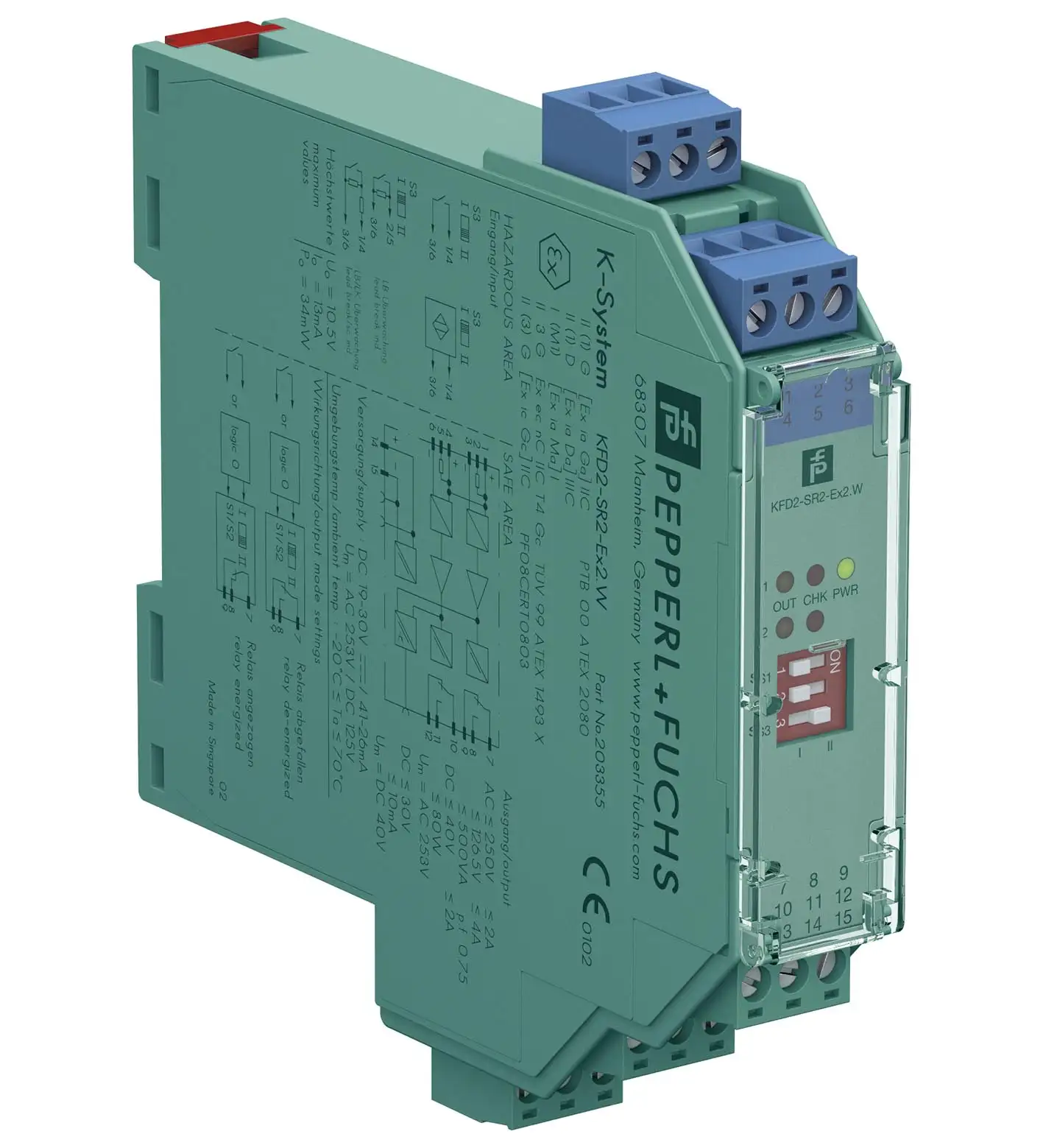 Pepperl+Fuchs KFD2-SR2-Ex2.W 2-channel isolated switch amplifier barrier, DIN rail